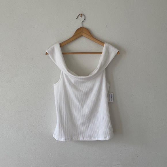 Old Navy Off Shoulder Ribbed Tee White - Picture 14 of 14